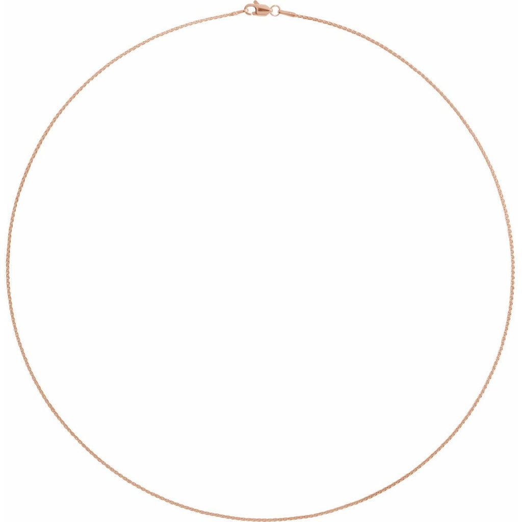 1 mm Wheat Chain in 14k rose gold