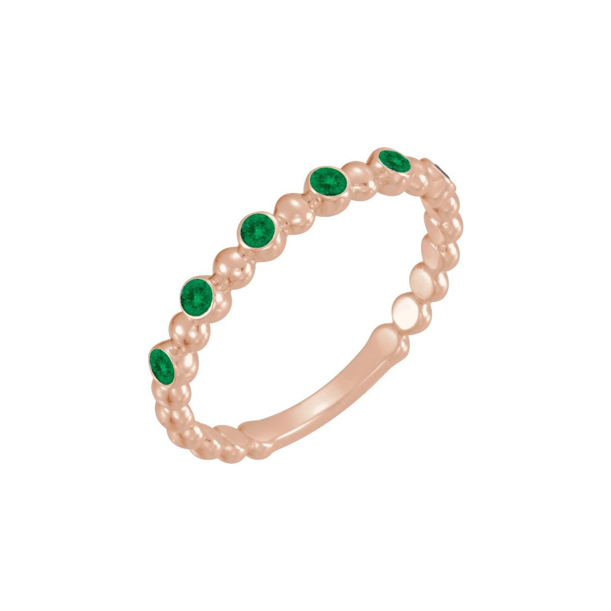 Lab-Grown Emerald Stackable Ring in 14k rose gold