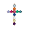 Natural Multi-Gemstone & .03 CT Natural Diamond Cross 16-18" Necklace in 14k rose gold