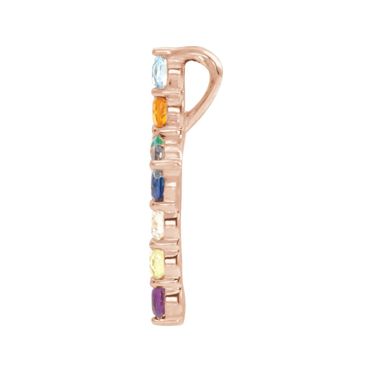Natural Multi-Gemstone & .03 CT Natural Diamond Cross 16-18" Necklace in 14k rose gold