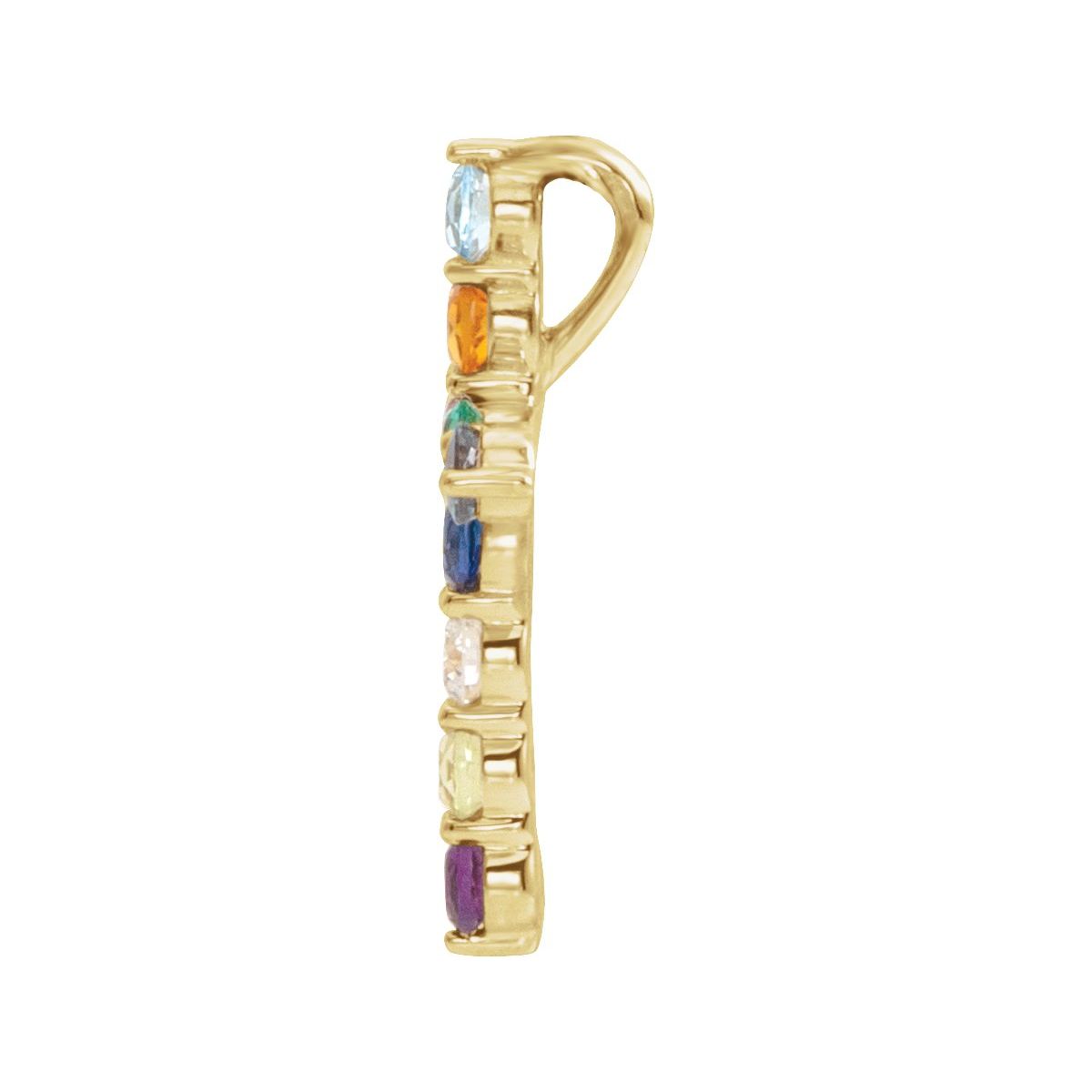 Natural Multi-Gemstone & .03 CT Natural Diamond Cross 16-18" Necklace in 14k yellow gold