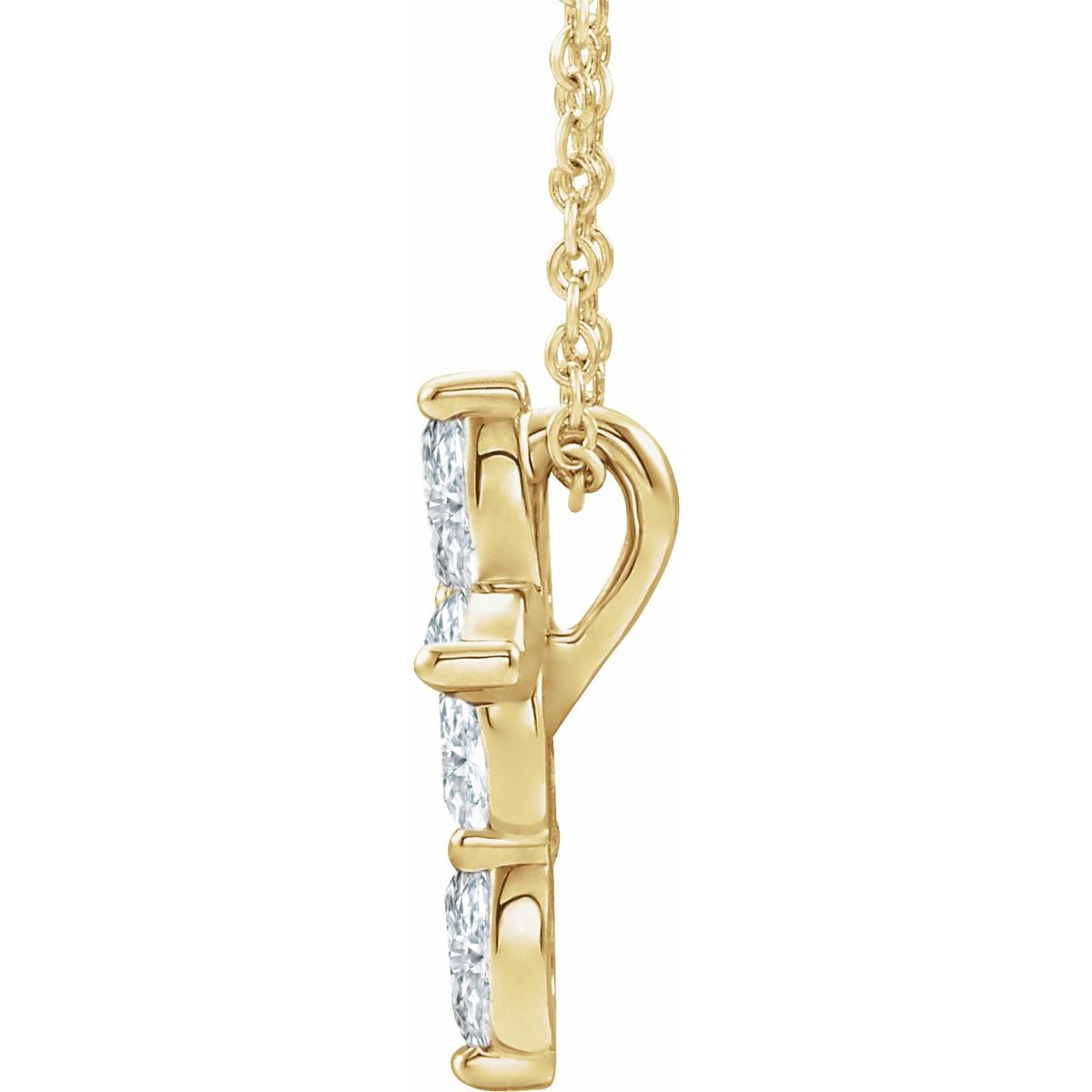 1/3 CTW Natural Diamond Cross Necklace in 14k yellow gold