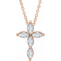 1/3 CTW Natural Diamond Cross Necklace in 14k rose gold
