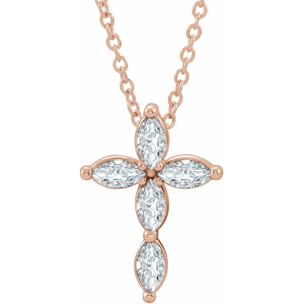 1/3 CTW Natural Diamond Cross Necklace in 14k rose gold