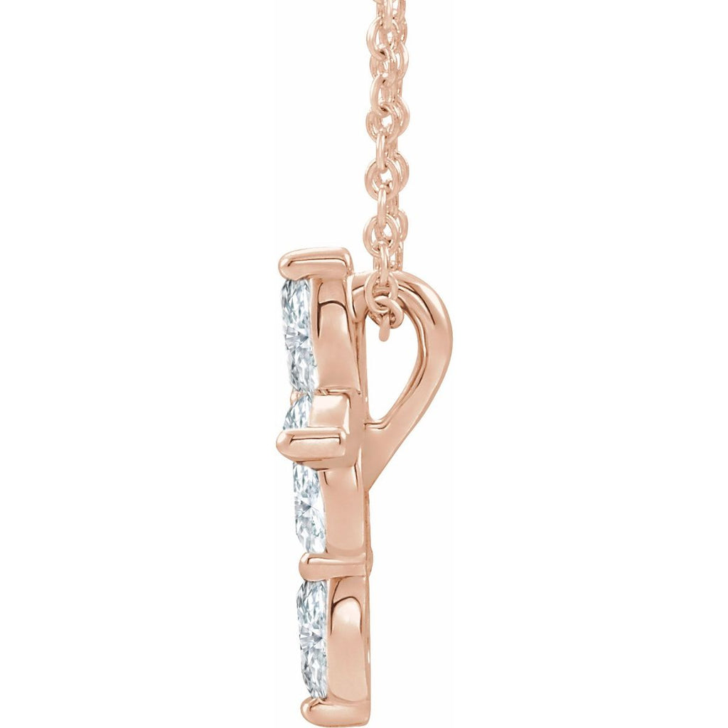 1/3 CTW Natural Diamond Cross Necklace in 14k rose gold