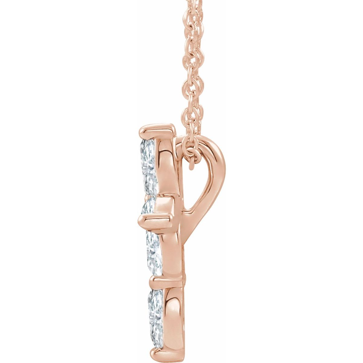 1/3 CTW Natural Diamond Cross Necklace in 14k rose gold