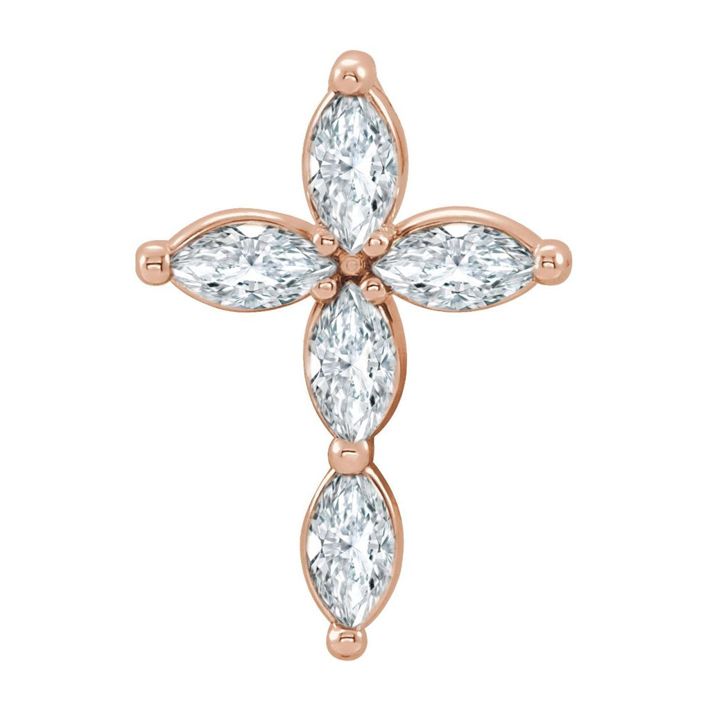 1/3 CTW Natural Diamond Cross Pendant in 14k rose gold