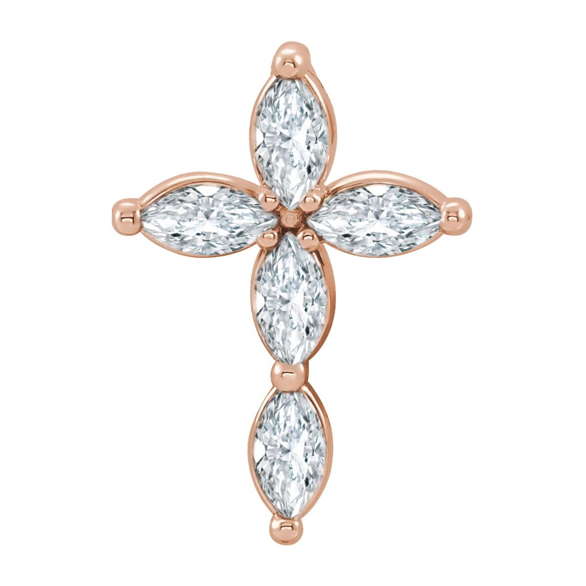1/3 CTW Natural Diamond Cross Pendant in 14k rose gold