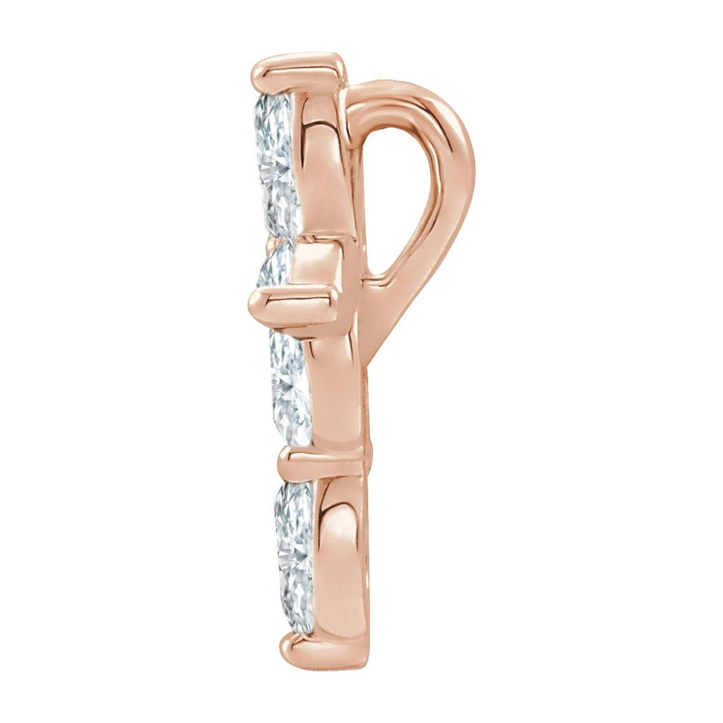 1/3 CTW Natural Diamond Cross Pendant in 14k rose gold