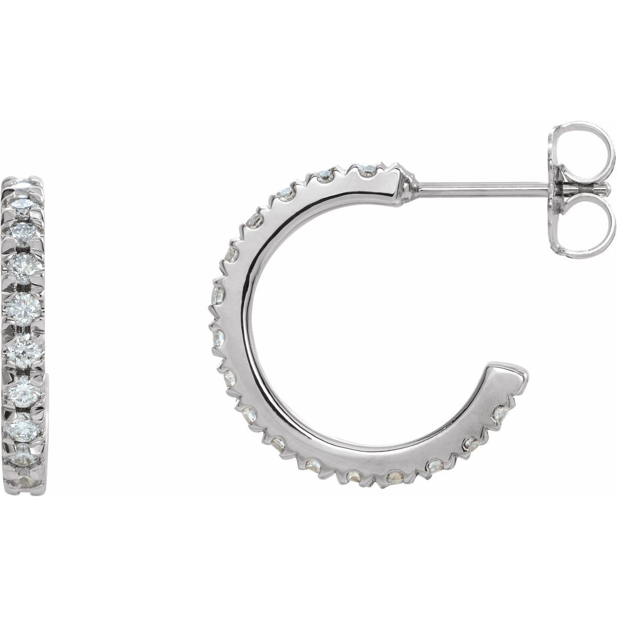 1/2 CTW Natural Diamond French-Set 12.2 mm Huggie Hoop Earrings