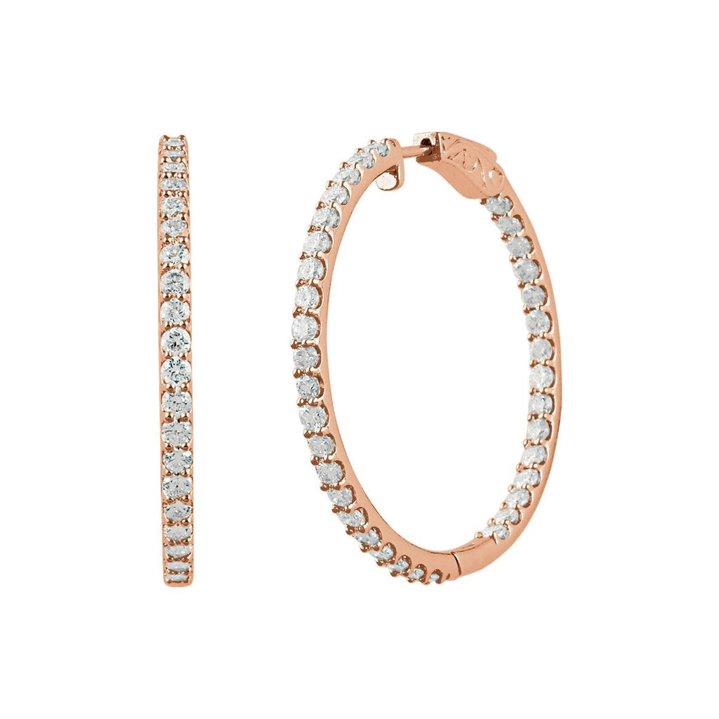6 1/2 CTW Lab-Grown Diamond Inside-Outside 51 mm Hinged Hoop Earrings in 14k rose gold