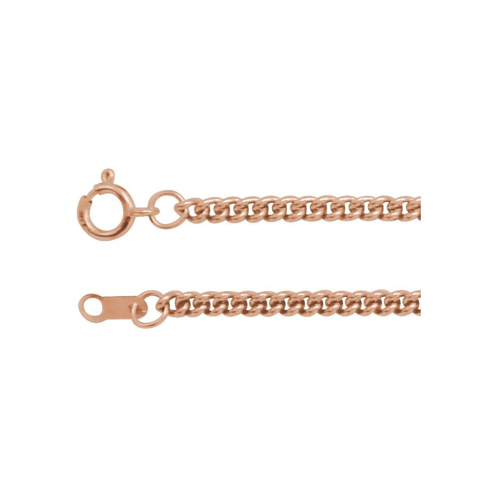 2.25 mm Curb Chain in 14k rose gold