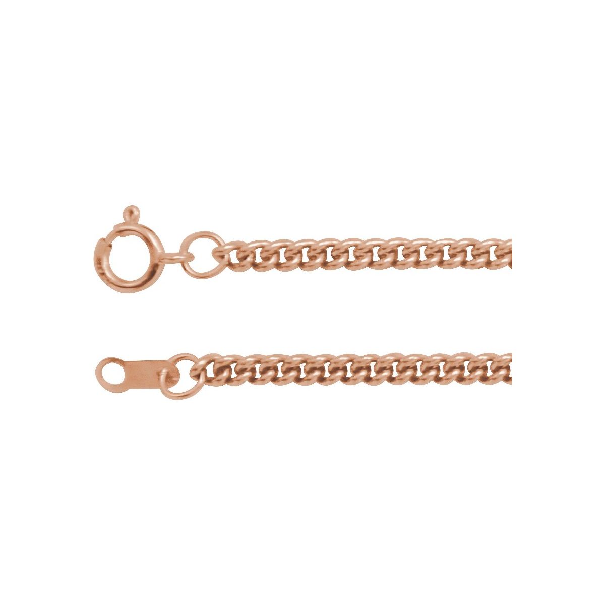 2.25 mm Curb Chain in 14k rose gold