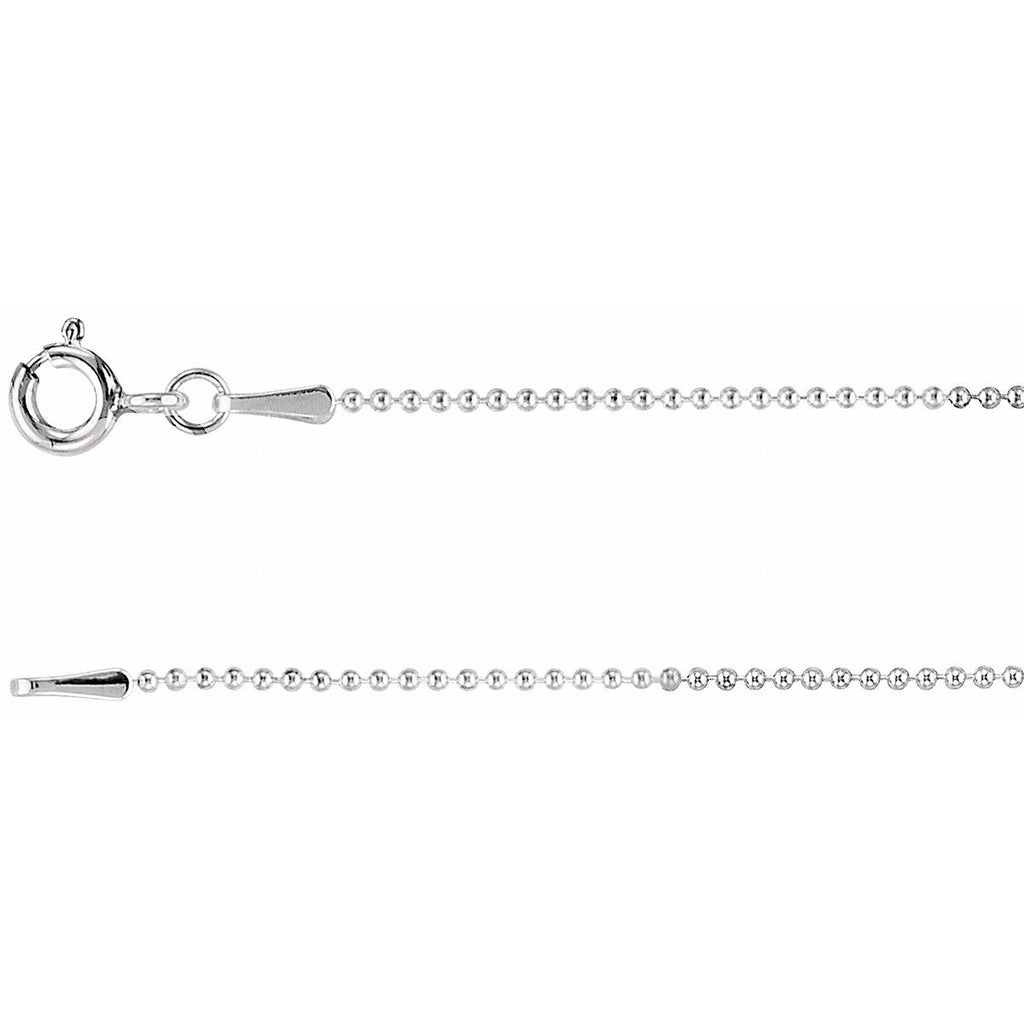 1 mm Hollow Bead Chain in 14k white gold