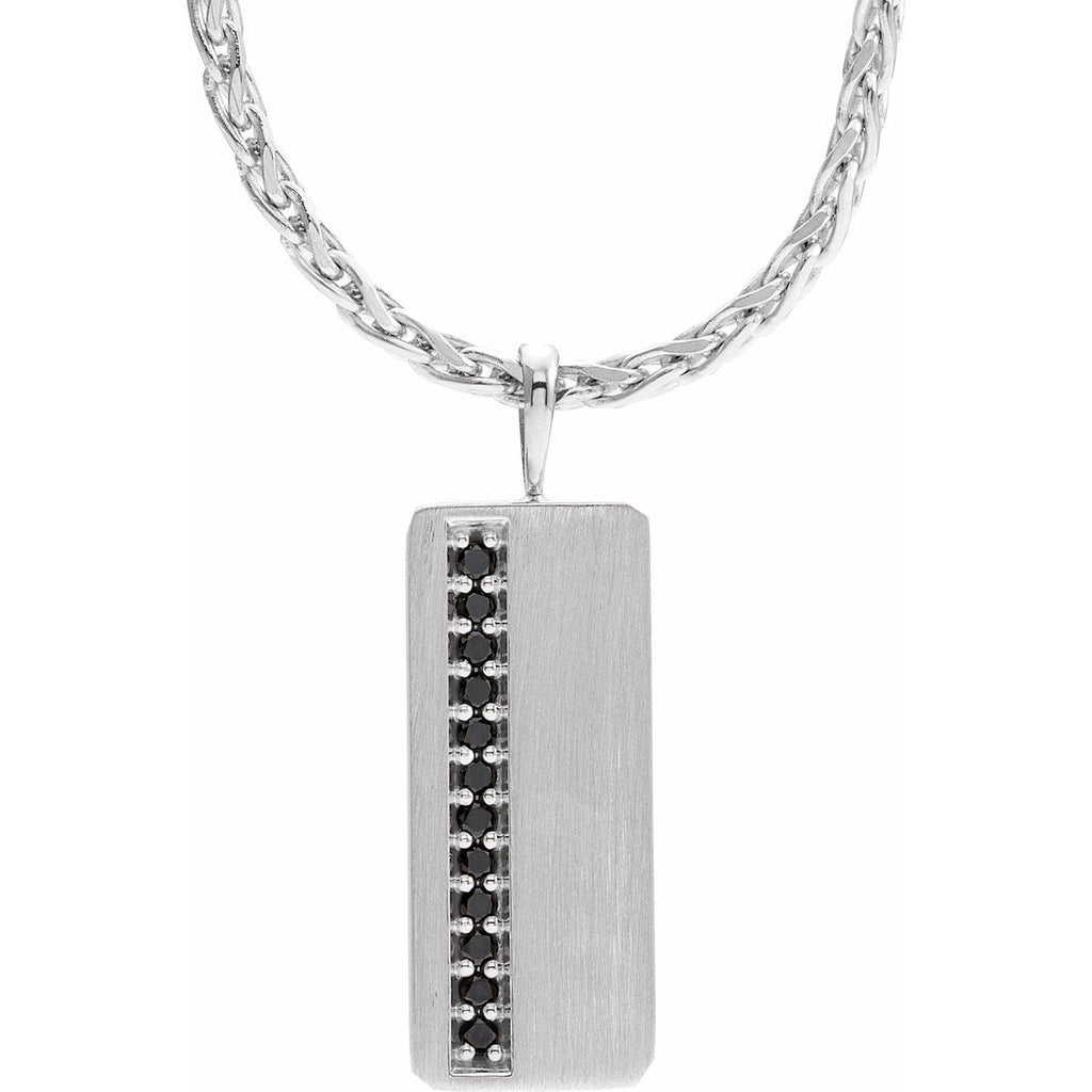 1/5 CTW Natural Black Diamond Geometric Necklace in 14k white gold