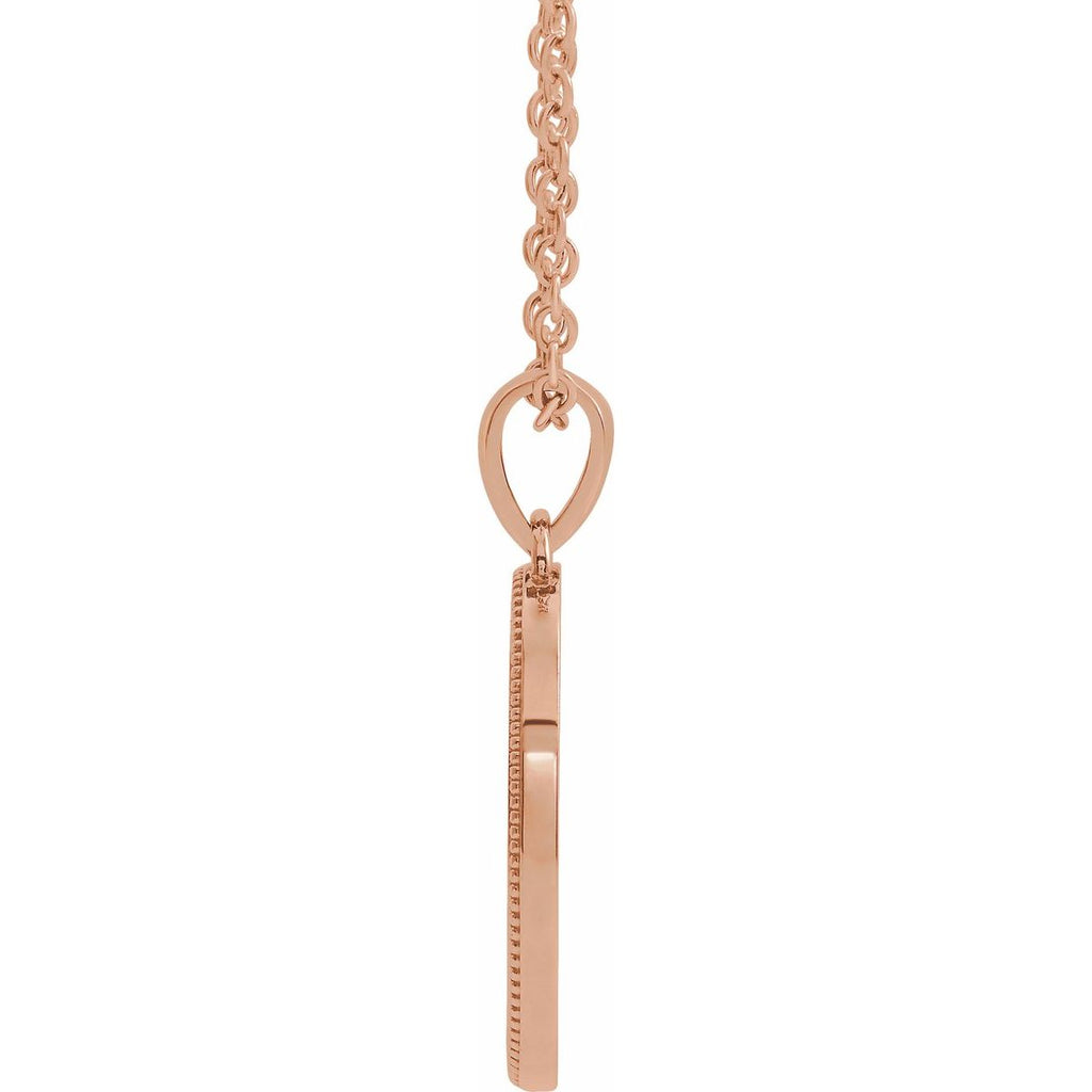 Oval Cross Medal Necklace in 14k rose gold