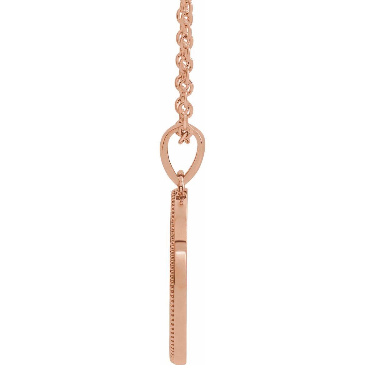 Oval Cross Medal Necklace in 14k rose gold