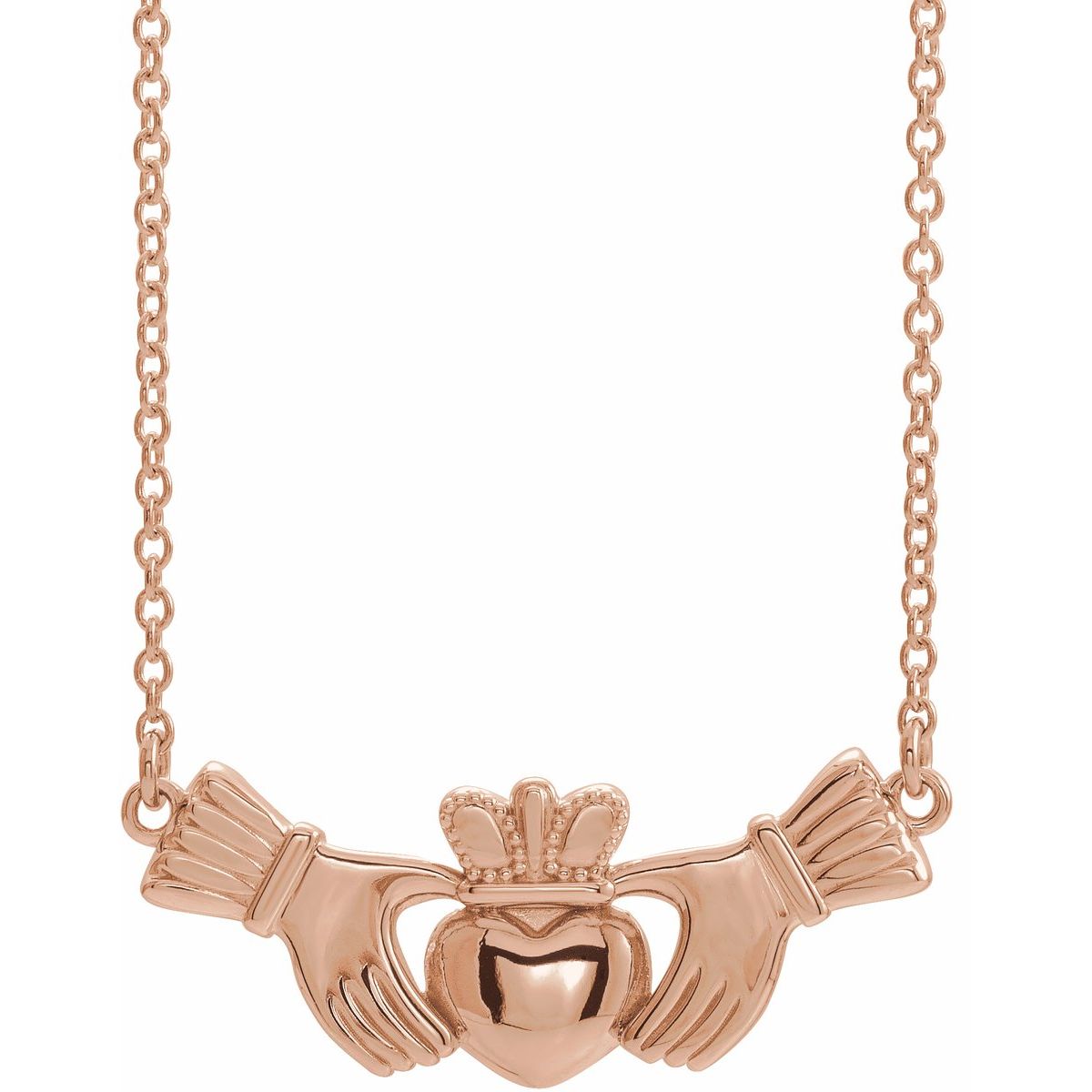 Claddagh Necklace in 14k rose gold
