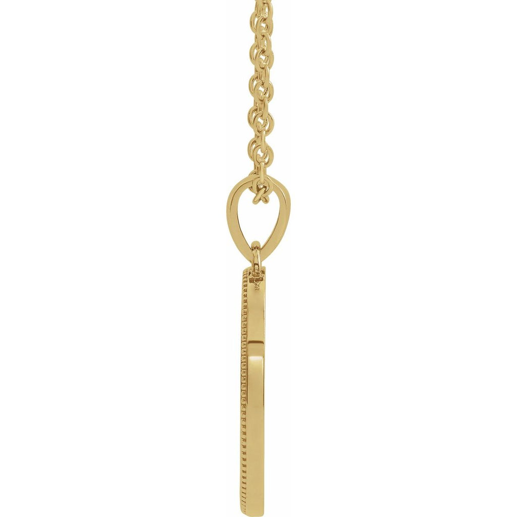 Oval Cross Medal Necklace in 14k yellow gold