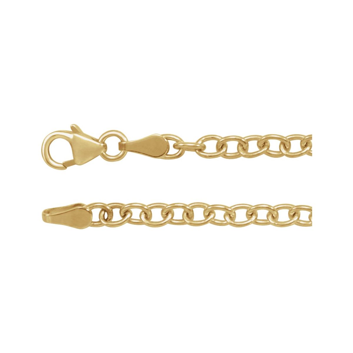 3.25 mm Oval Cable Chain in 14k yellow gold