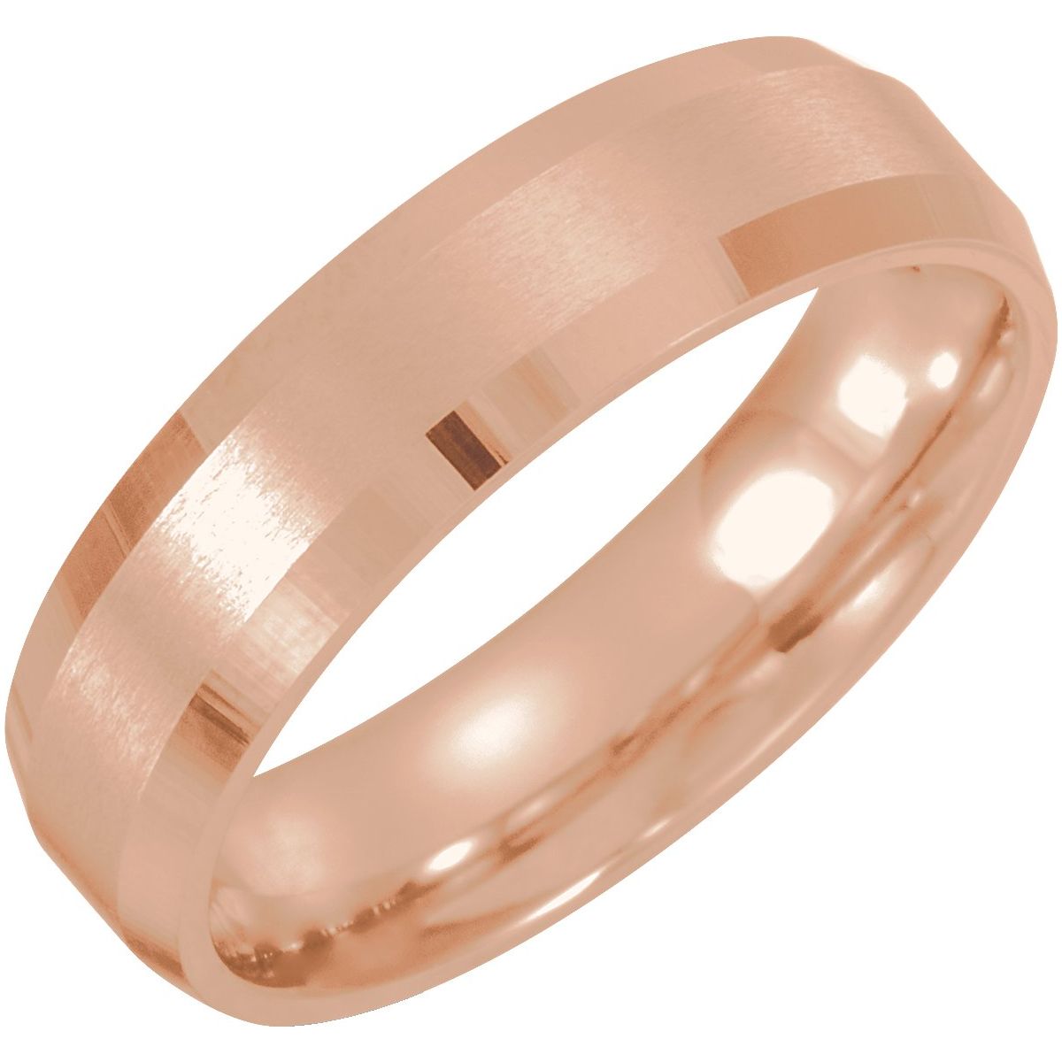 5 mm Beveled-Edge Band With Satin Finish in 14k rose gold