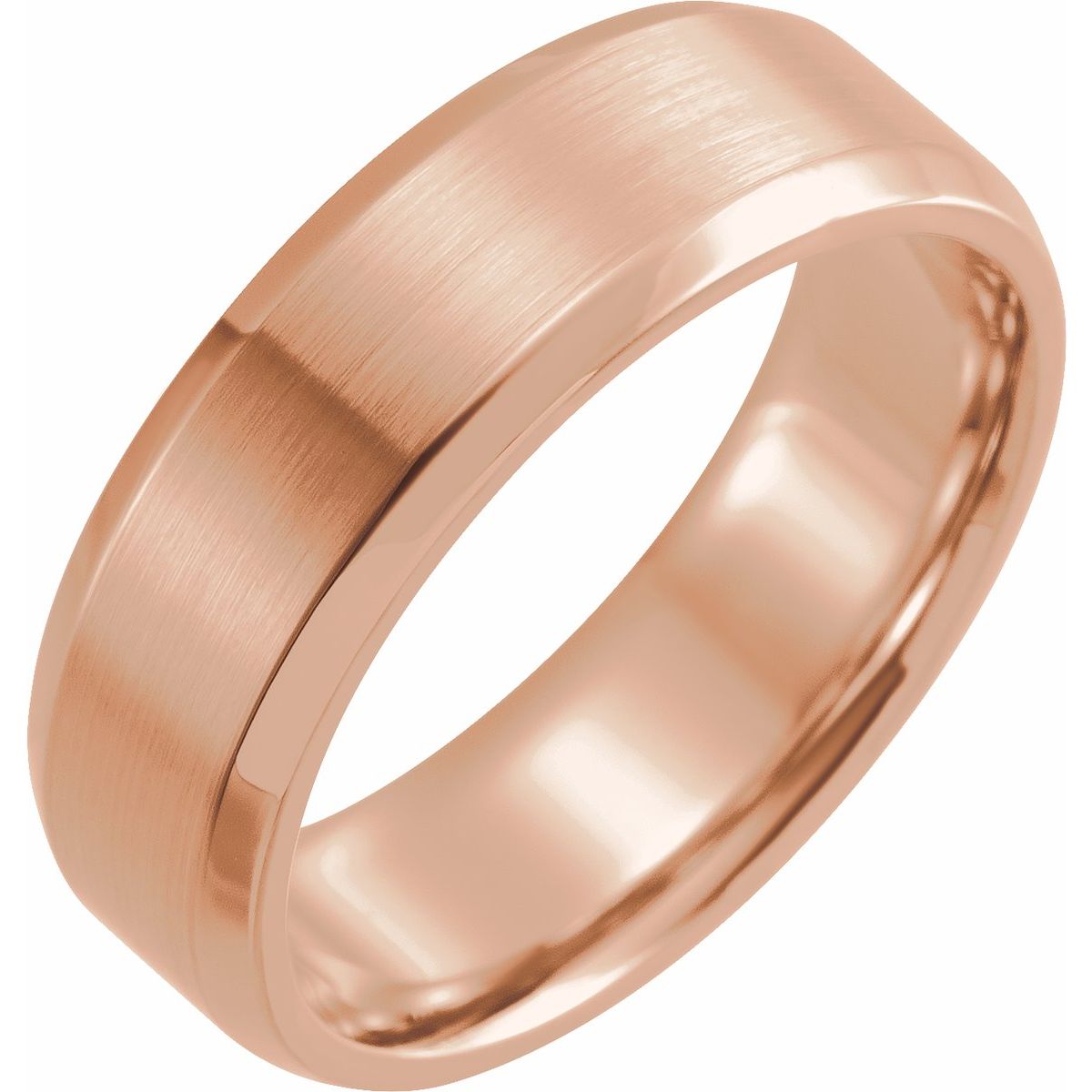 7 mm Beveled-Edge Band With Satin Finish in 14k rose gold