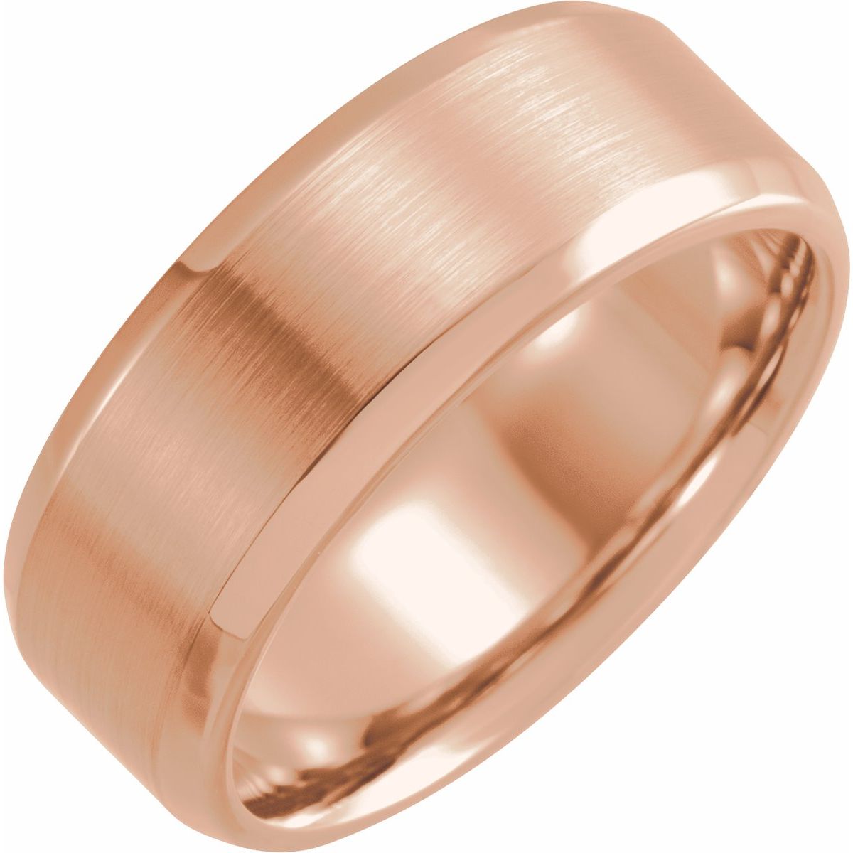 8 mm Beveled-Edge Band With Satin Finish in 14k rose gold