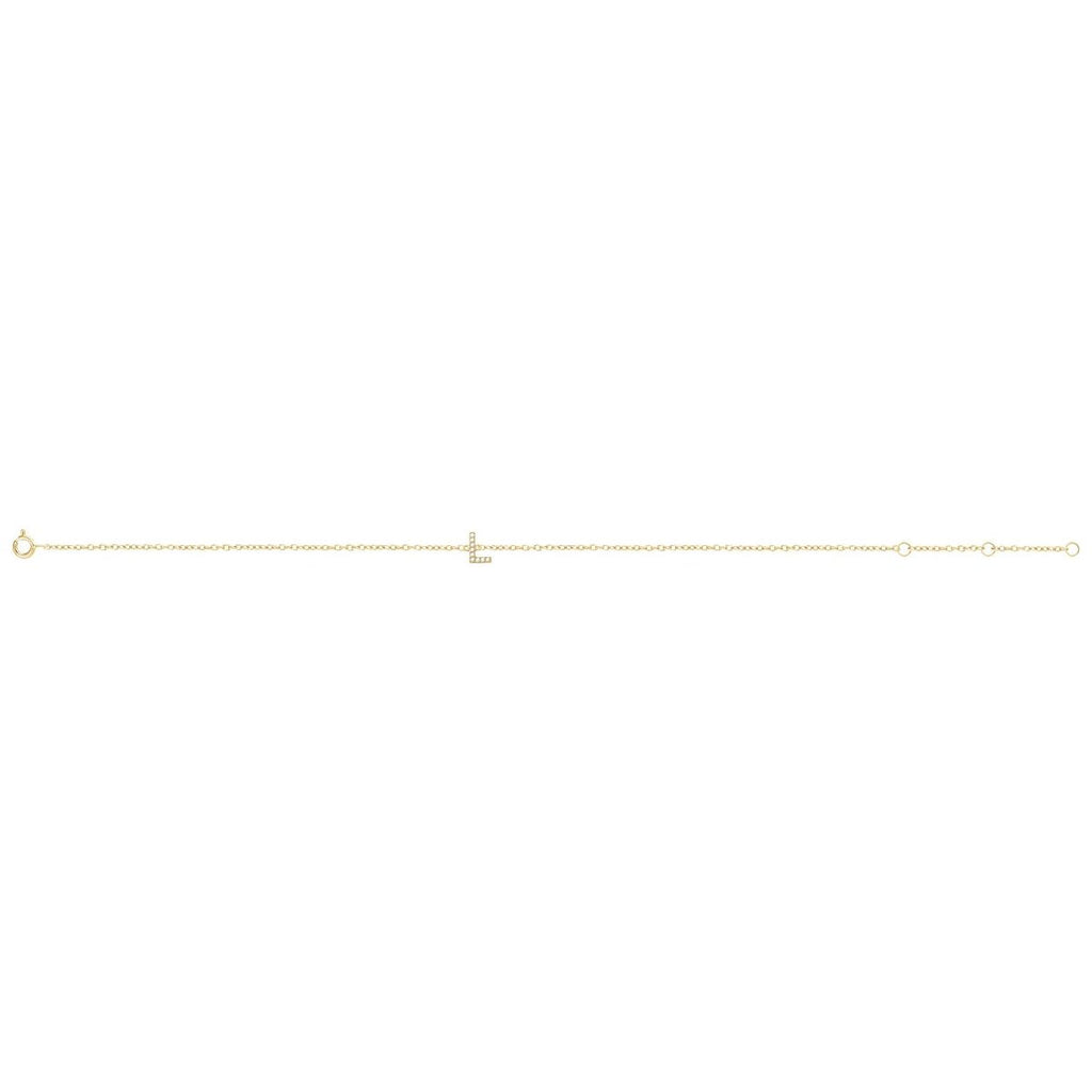 .04 CTW Natural Diamond Initial L Bracelet in 14k yellow gold