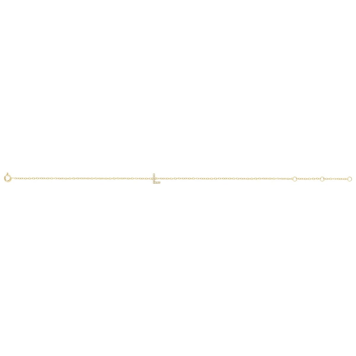 .04 CTW Natural Diamond Initial L Bracelet in 14k yellow gold