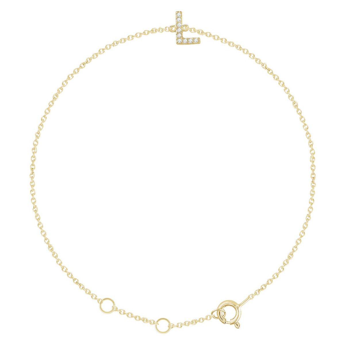 .04 CTW Natural Diamond Initial L Bracelet in 14k yellow gold