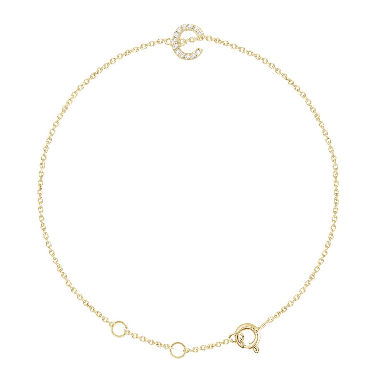 .04 CTW Natural Diamond Initial C Bracelet in 14k yellow gold