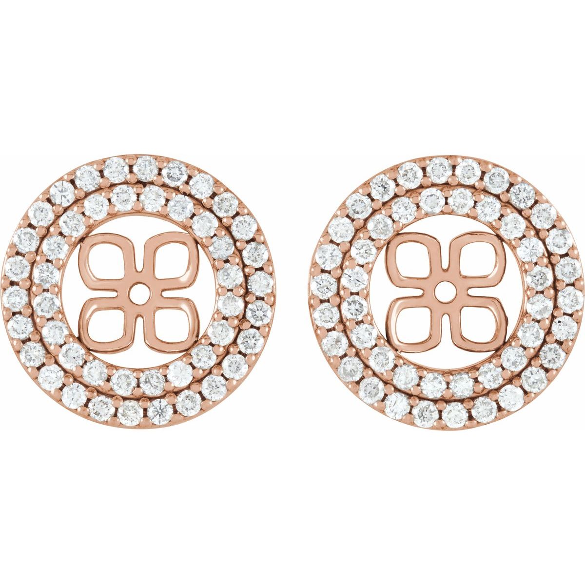 3/4 CTW Natural Diamond Earring Jackets For 8 mm Pearl Stud Earrings in 14k rose gold