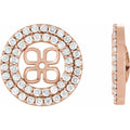 3/4 CTW Natural Diamond Earring Jackets For 8 mm Pearl Stud Earrings in 14k rose gold