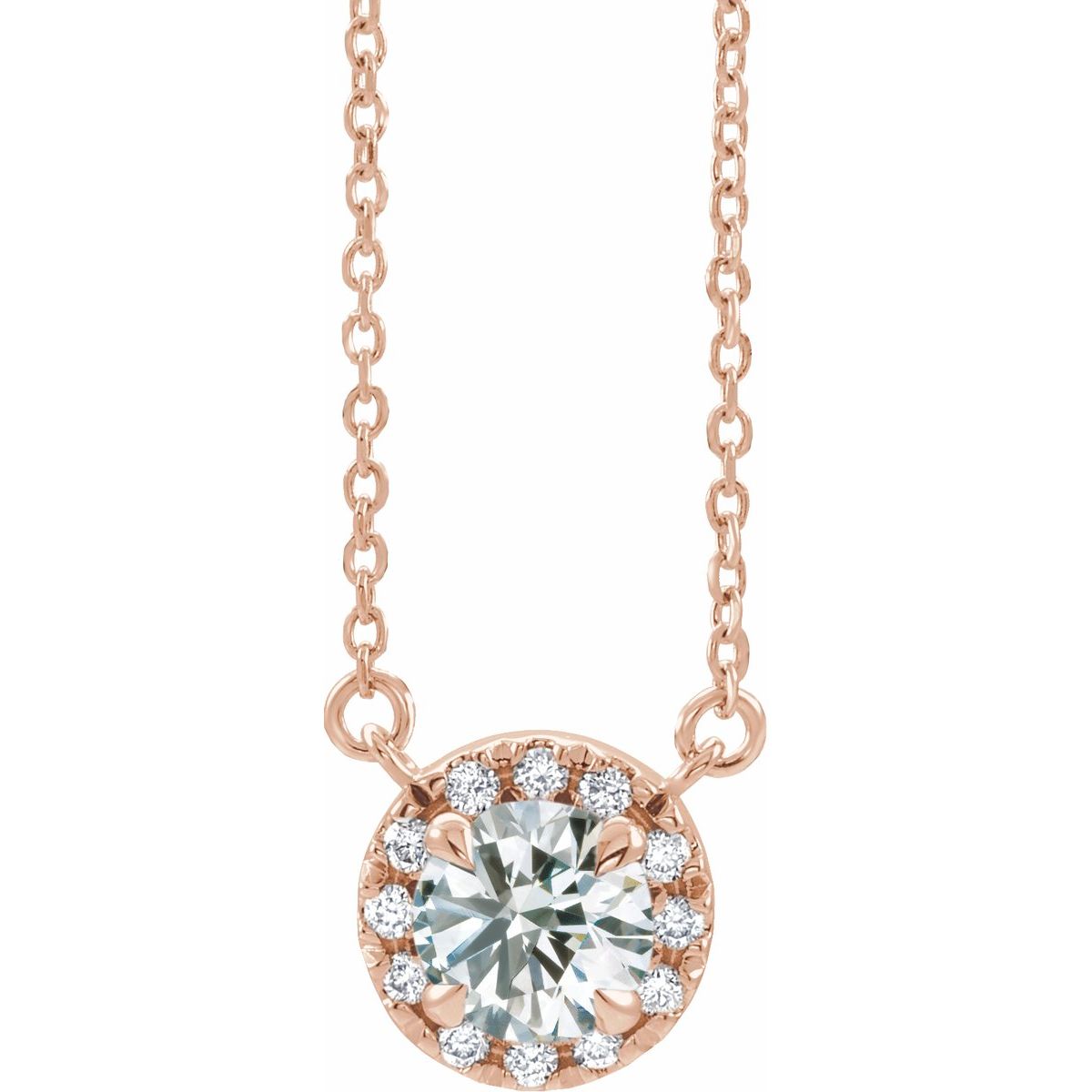 1/5 CTW Natural Diamond Necklace in 14k rose gold