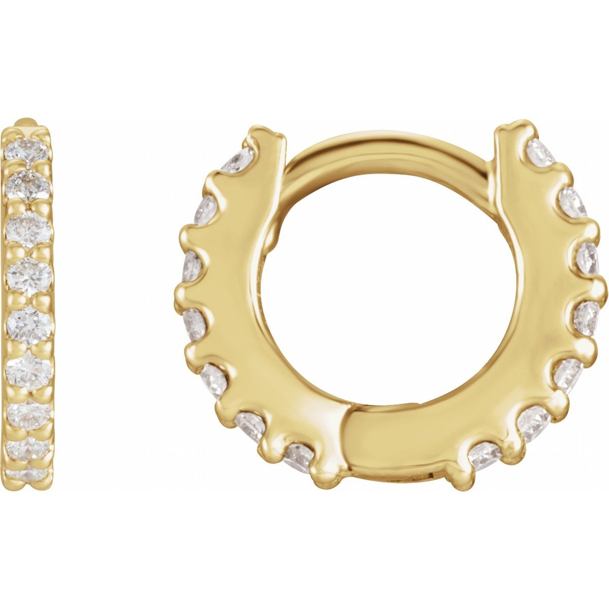 .07 CTW Natural Diamond 8 mm Hoop Earring in 14k yellow gold