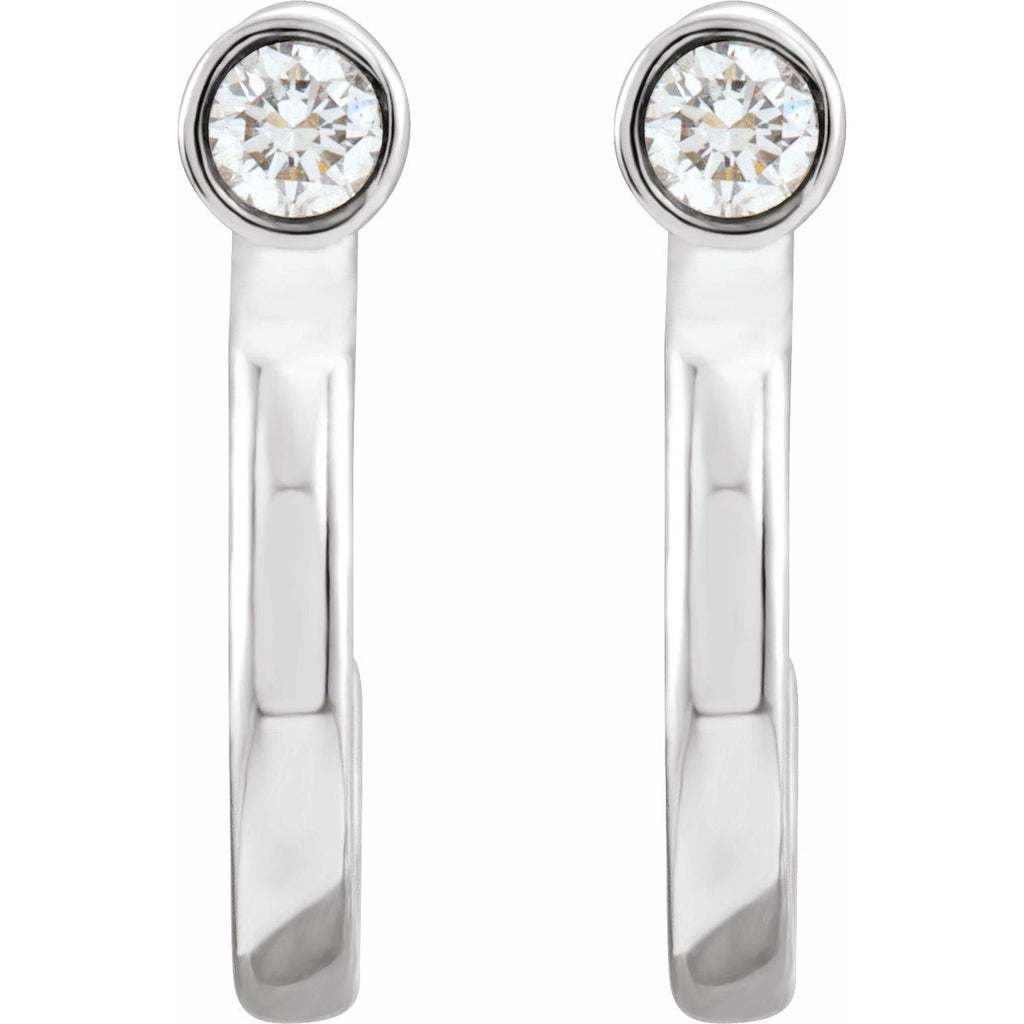 0.06 CTW Natural Diamond Huggie J-Hoop Earring in 14k white gold
