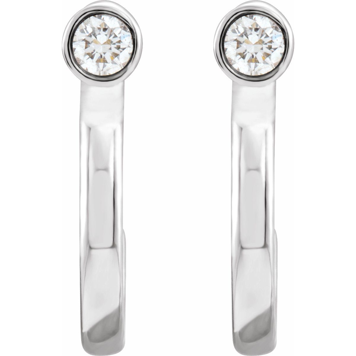 0.06 CTW Natural Diamond Huggie J-Hoop Earring in 14k white gold
