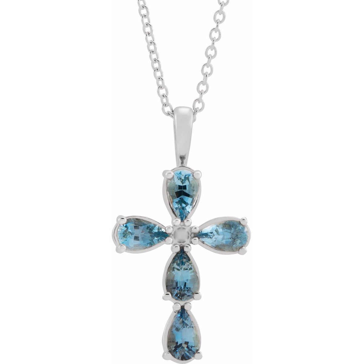 Natural Blue Sapphire Cross Necklace