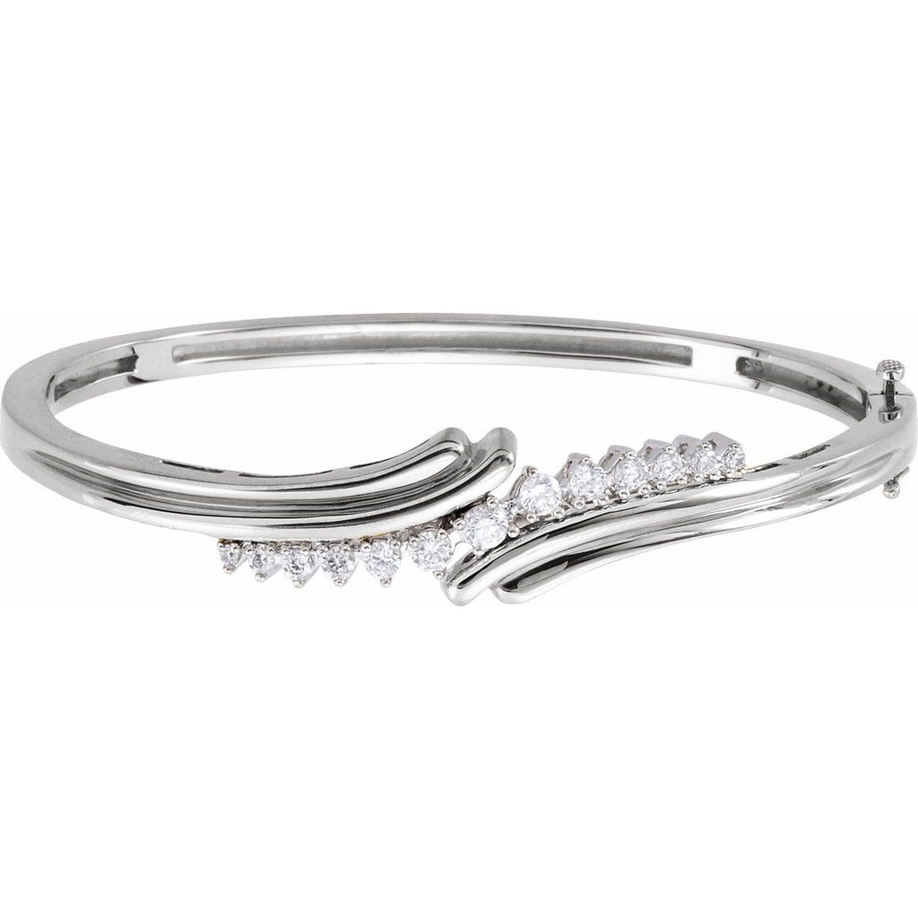 Graduated Hinged Bangle Bracelet in 14k white gold