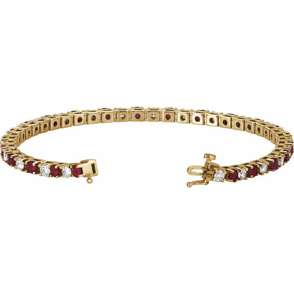 Lab-Grown Ruby & 2 3/8 CTW Lab-Grown Diamond Line Bracelet in 14k yellow gold