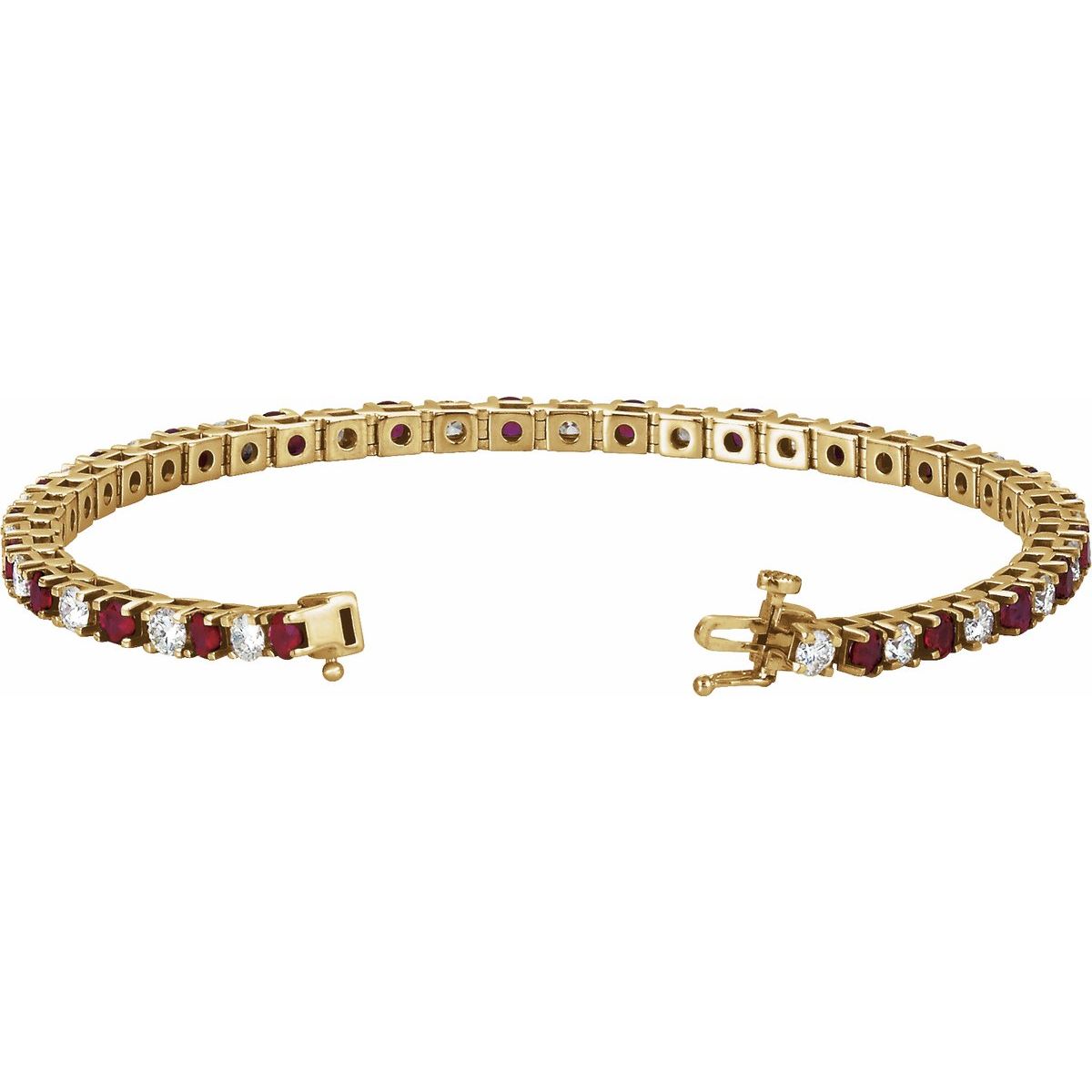 Lab-Grown Ruby & 2 3/8 CTW Lab-Grown Diamond Line Bracelet in 14k yellow gold