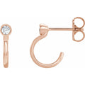 0.06 CTW Natural Diamond Huggie J-Hoop Earring in 14k rose gold