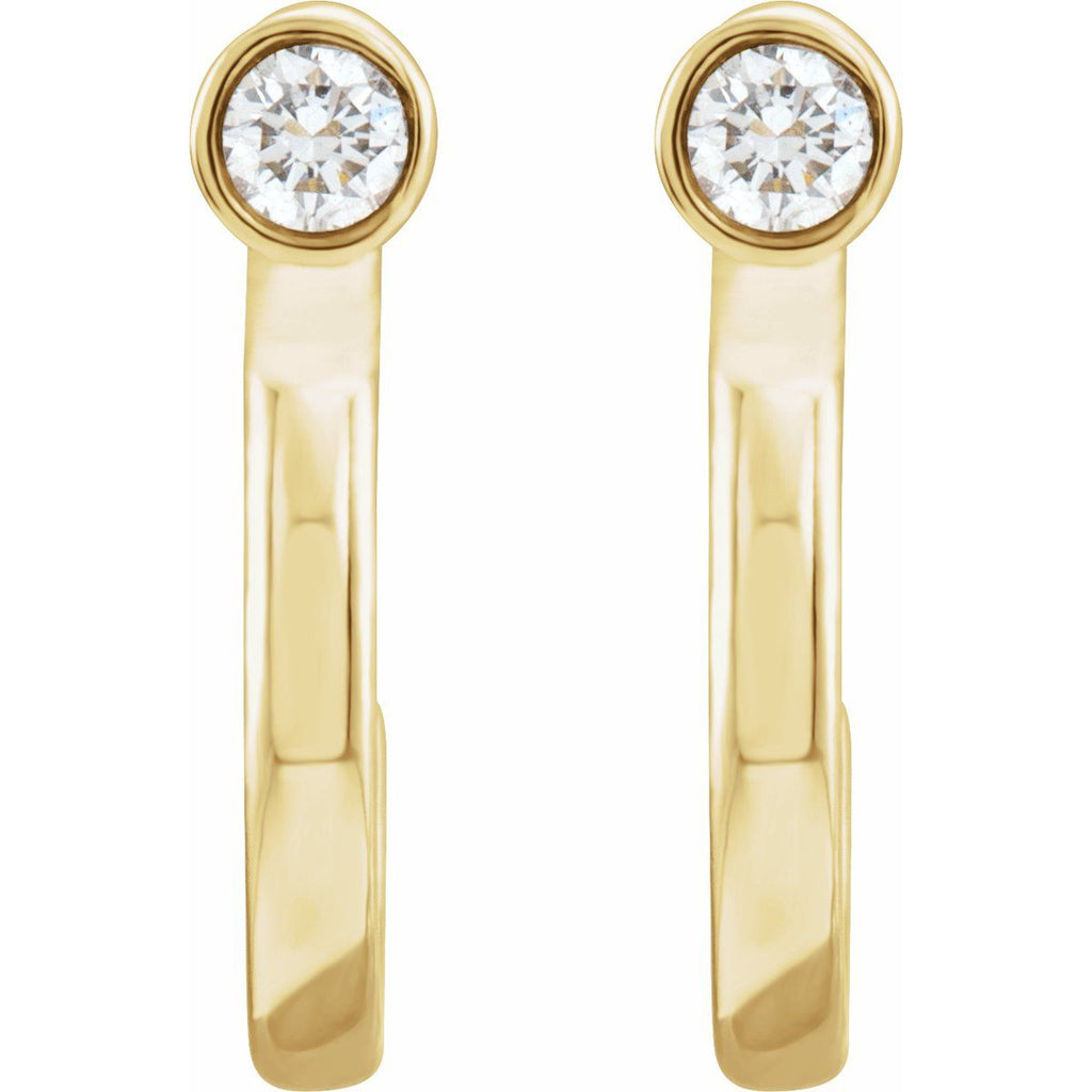 0.06 CTW Natural Diamond Huggie J-Hoop Earring in 14k yellow gold