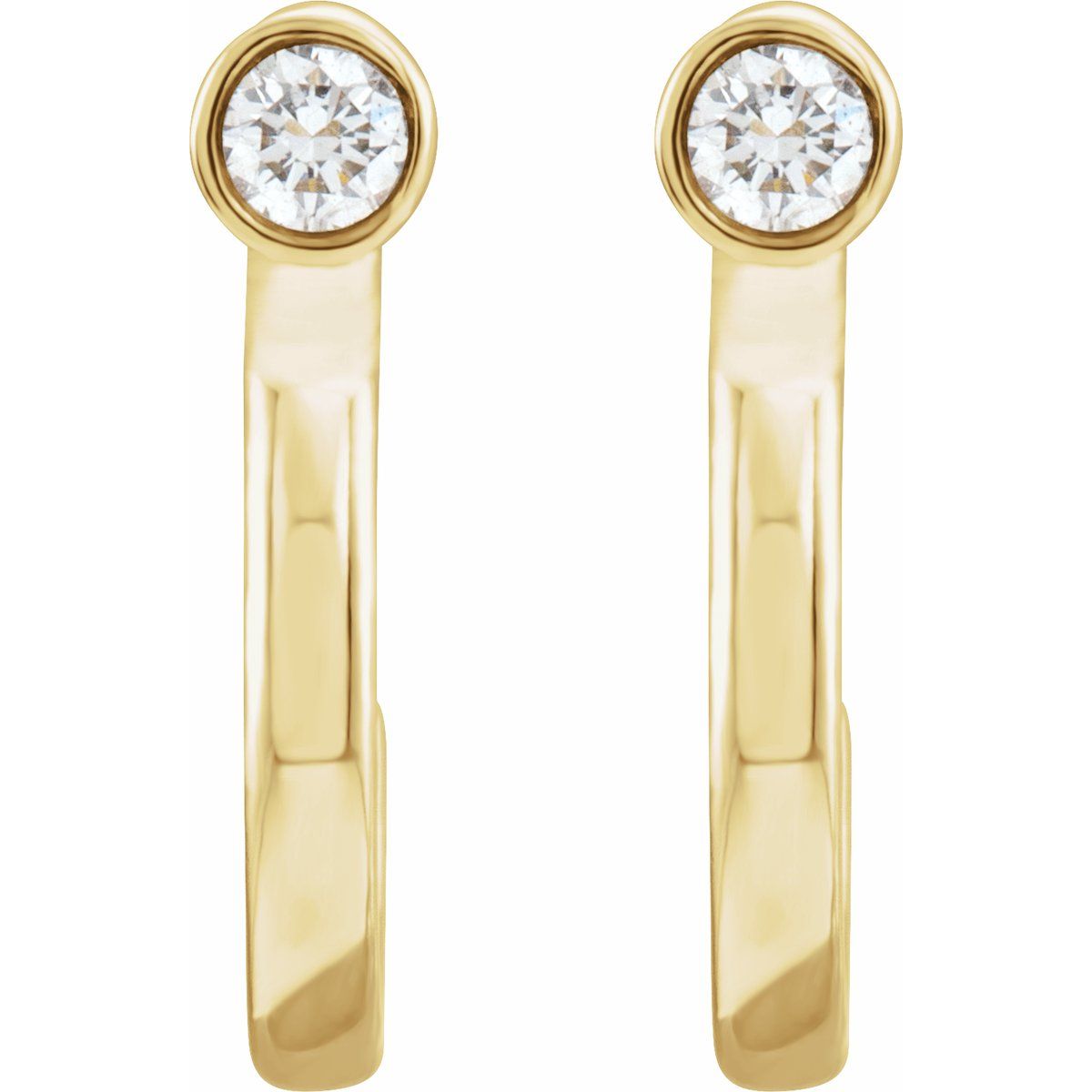 0.06 CTW Natural Diamond Huggie J-Hoop Earring in 14k yellow gold