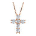 1 1/6 CTW Natural Diamond Cross Necklace in 14k rose gold