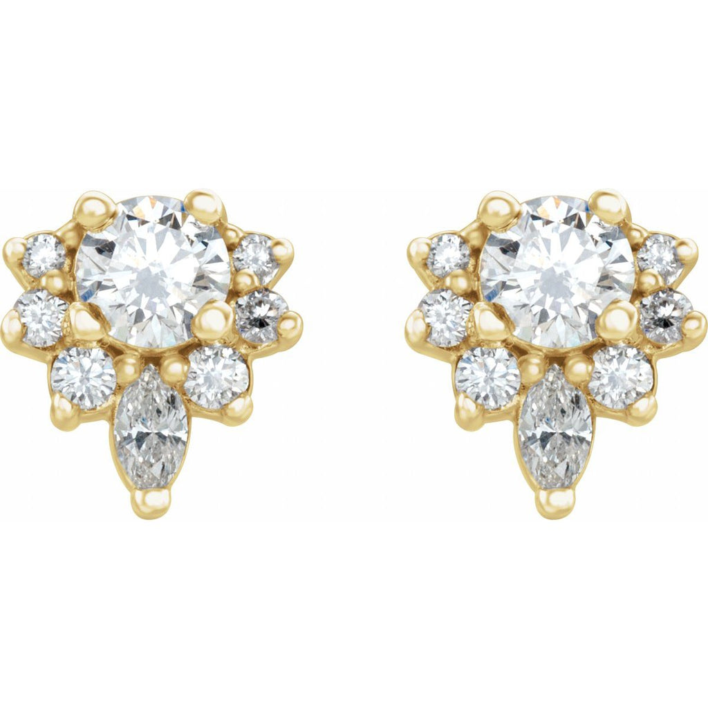 1/2 CTW Natural Diamond Earrings in 14k yellow gold