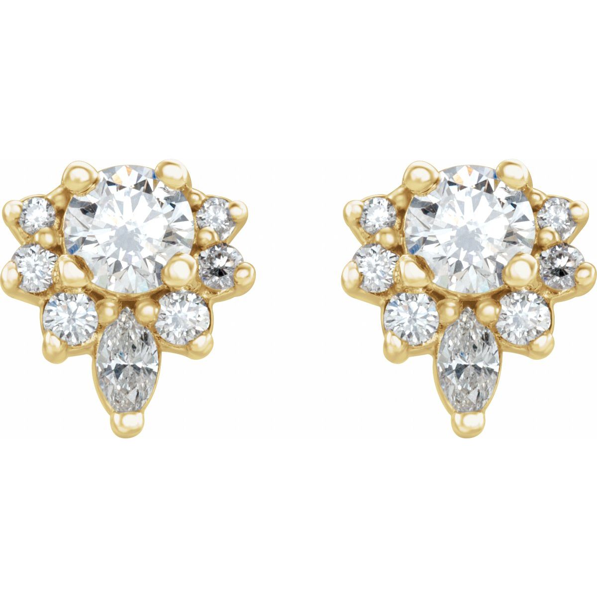1/2 CTW Natural Diamond Earrings in 14k yellow gold