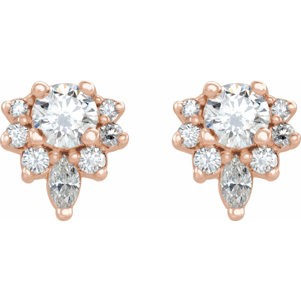 1/2 CTW Natural Diamond Earrings in 14k rose gold