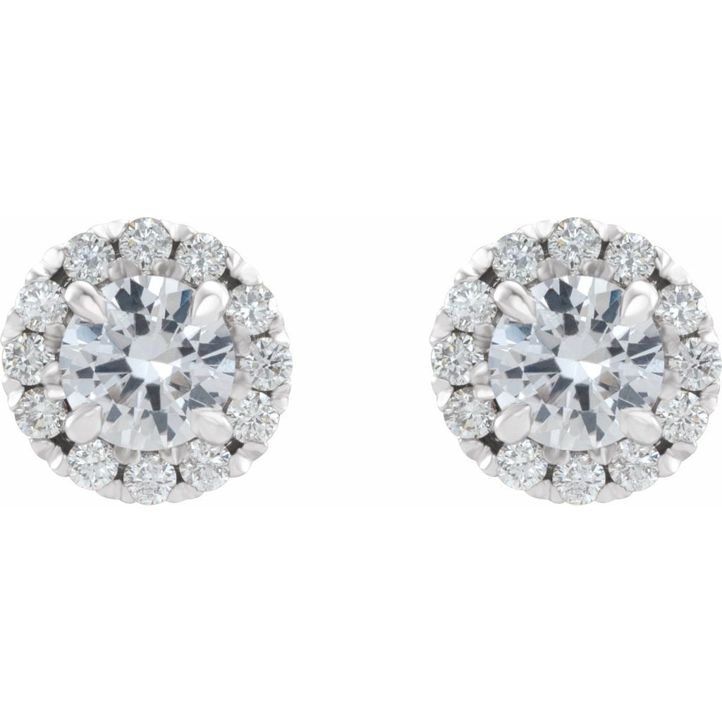 1 1/5 CTW Natural Diamond Halo-Style Earrings in 14k white gold