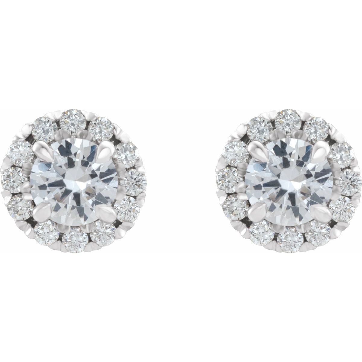 1 1/5 CTW Natural Diamond Halo-Style Earrings in 14k white gold